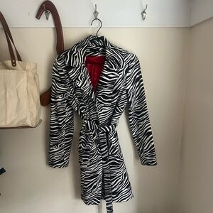 Zebra Print Belted Coat - Large